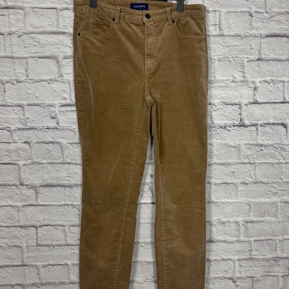 Talbots Womens 8 Corduroy Pants High Waist Straight Leg Brown Tan Khaki - Picture 1 of 10